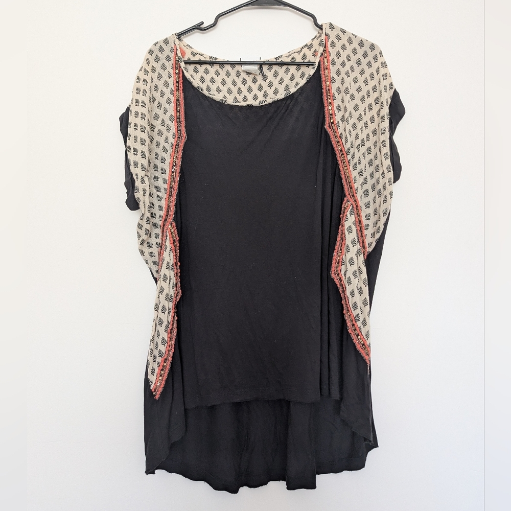 Anthropologie Boho Light Weight Beaded Top